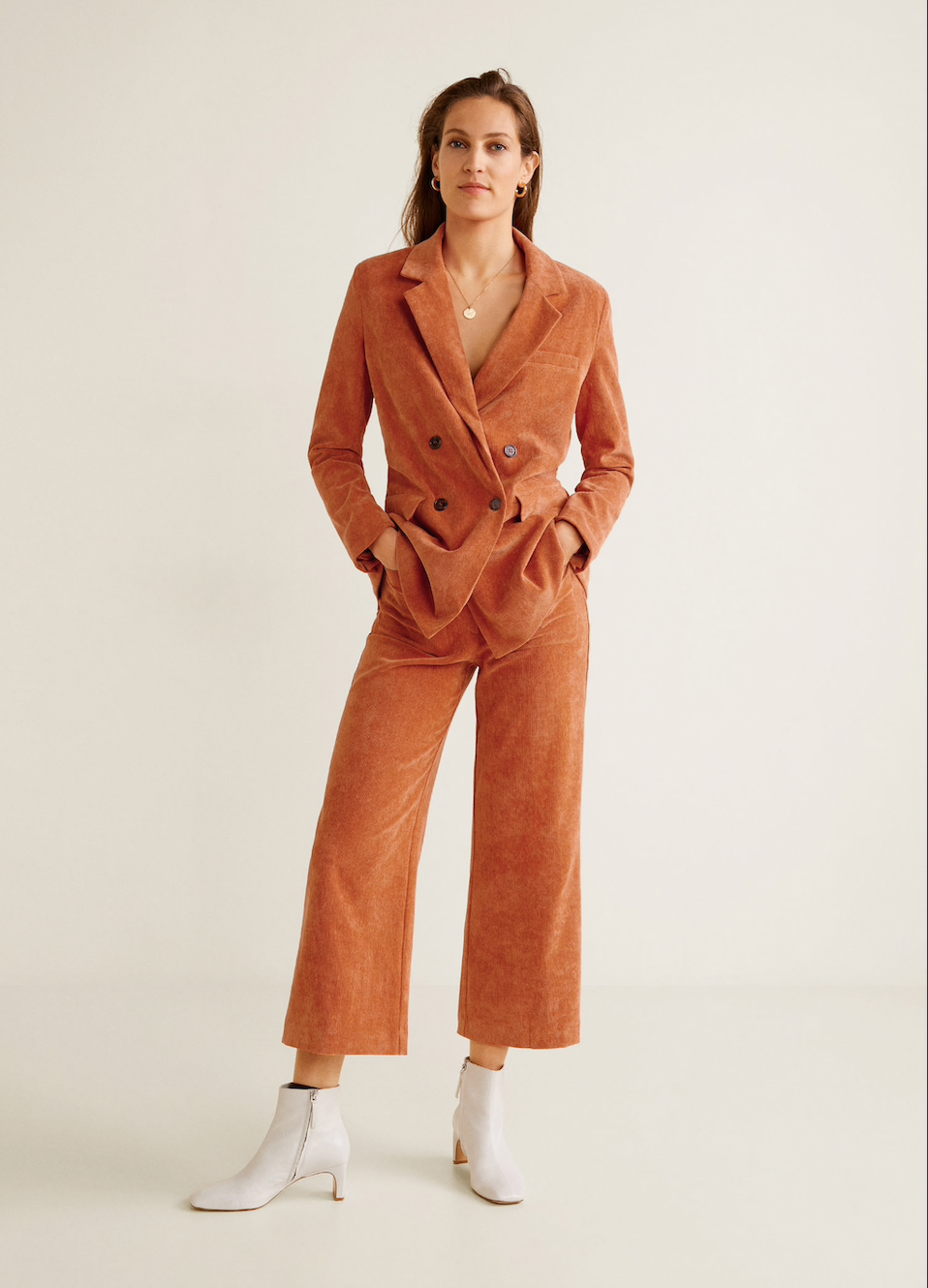   MANGO corduroy suit pants, $99.95    MANGO corduroy suit jacket, $129.95  