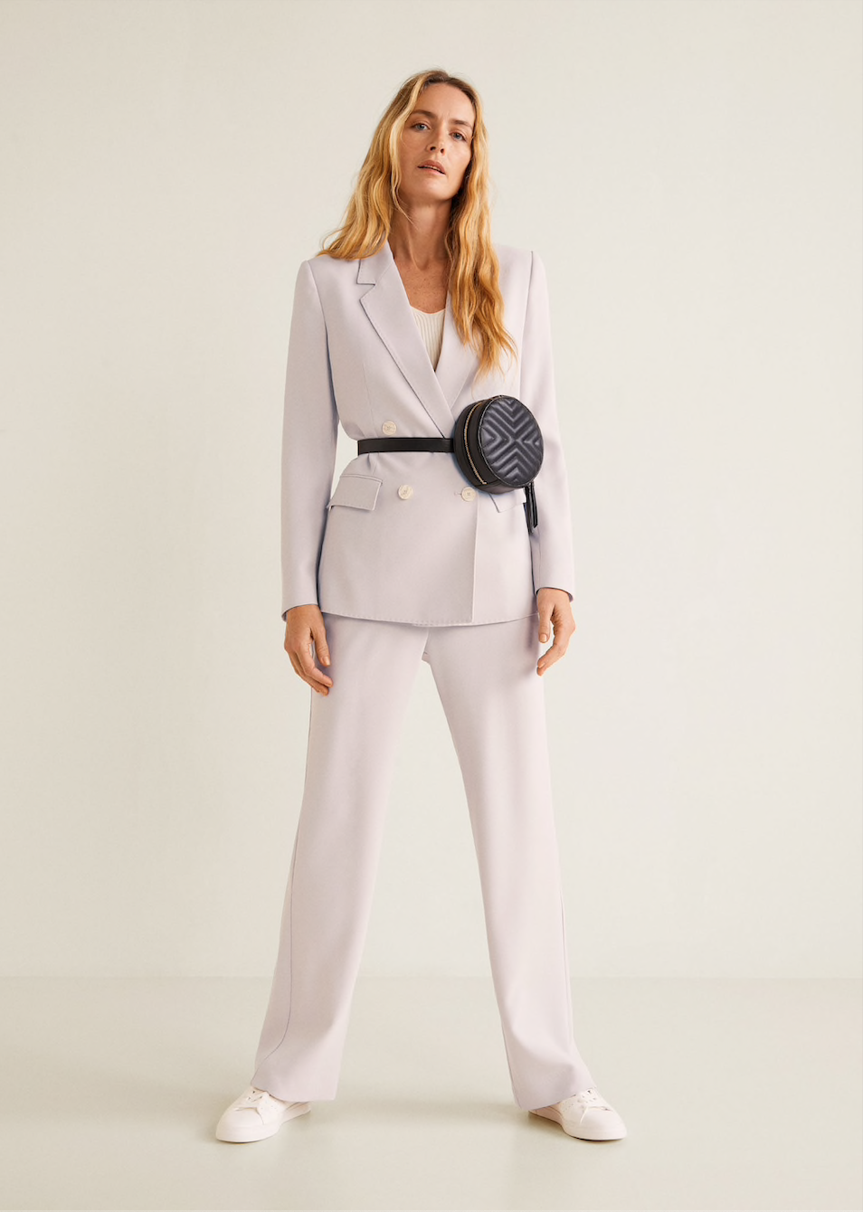   MANGO lilac suit jacket, $149.95    MANGO lilac suit pants, $99.95  