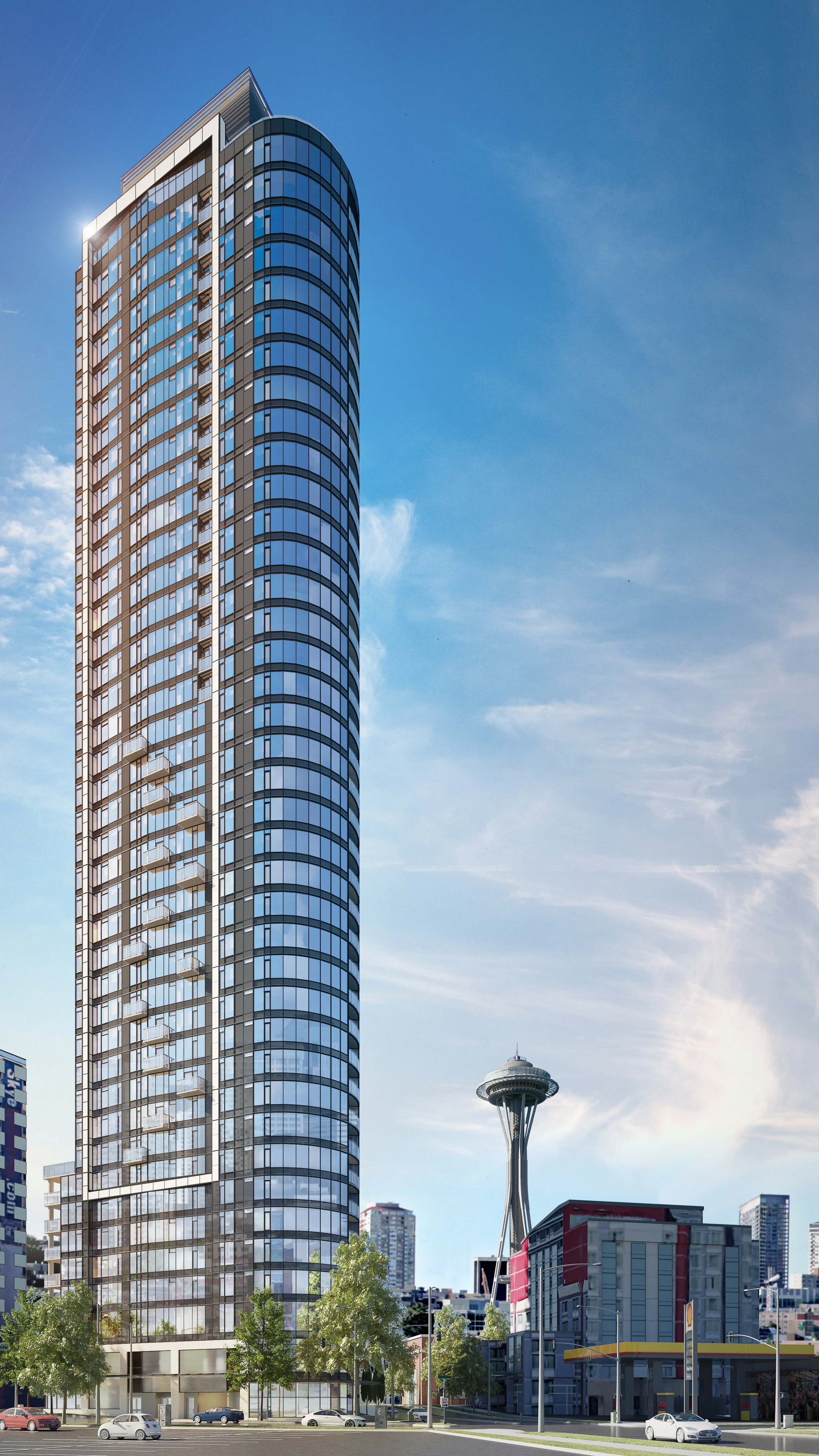 SPIRE (above) will utilize a first-of-its-kind semi-automated parking system on its 10,000 square foot site.