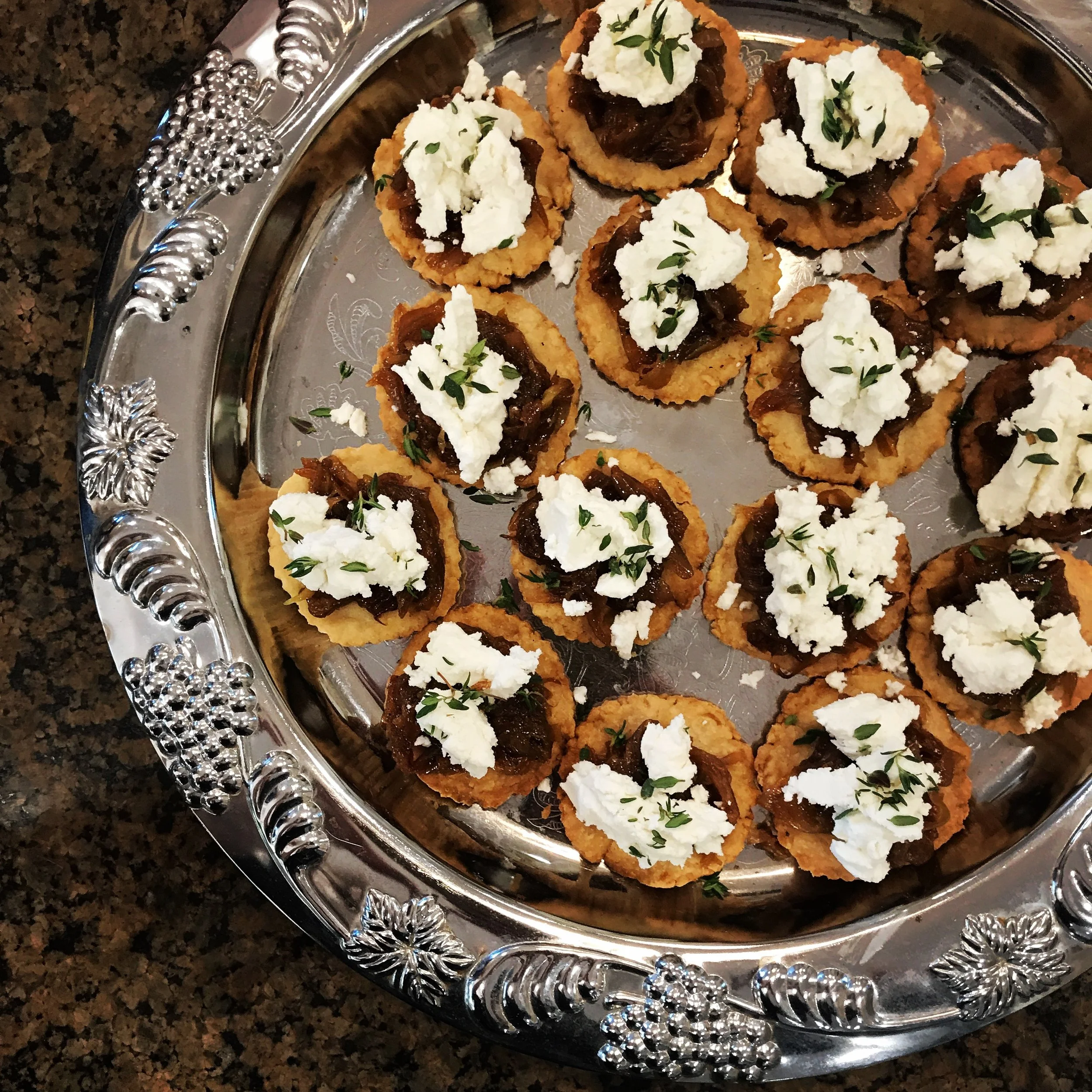  carameliized onion tarts with chevre 