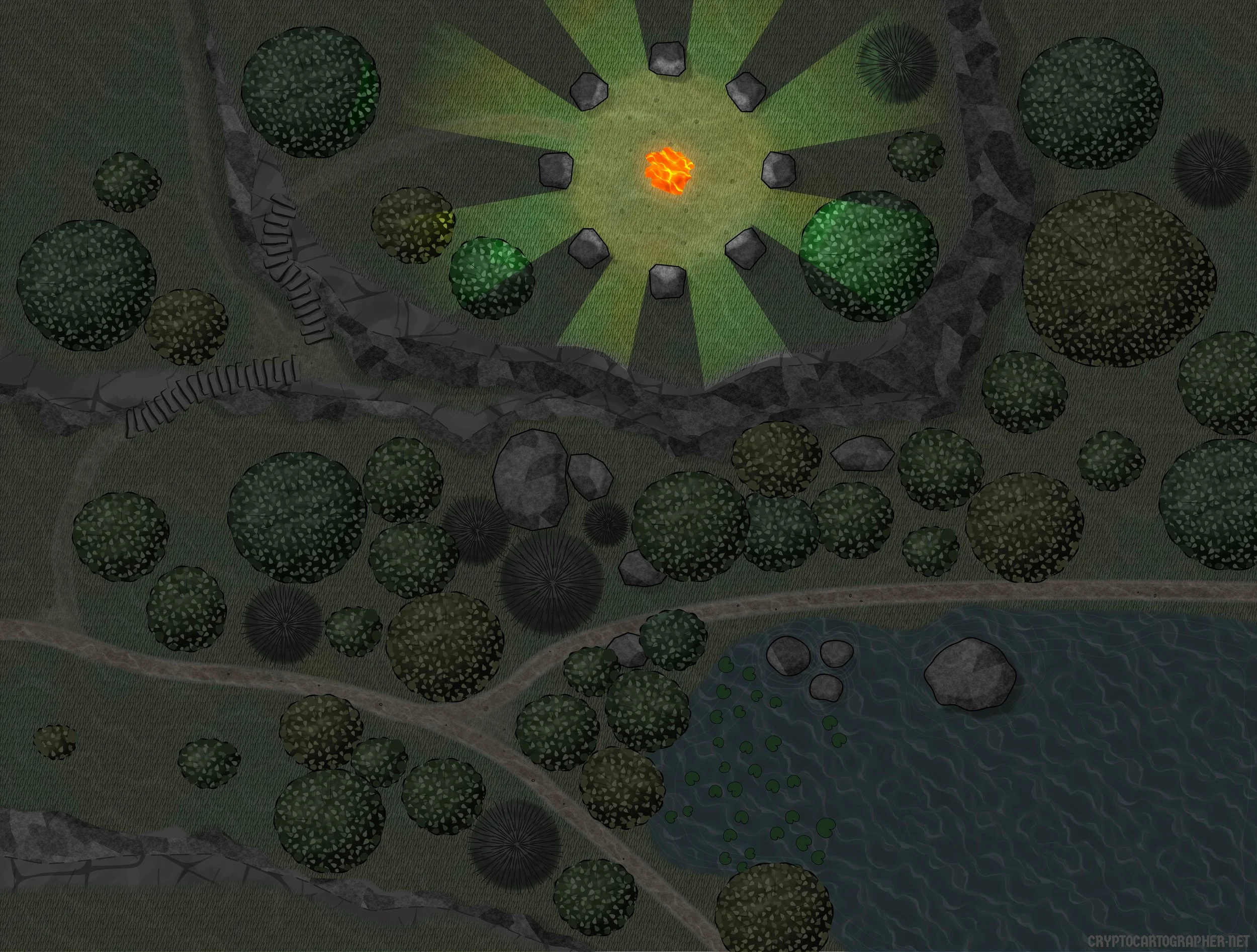Standing stones map: night