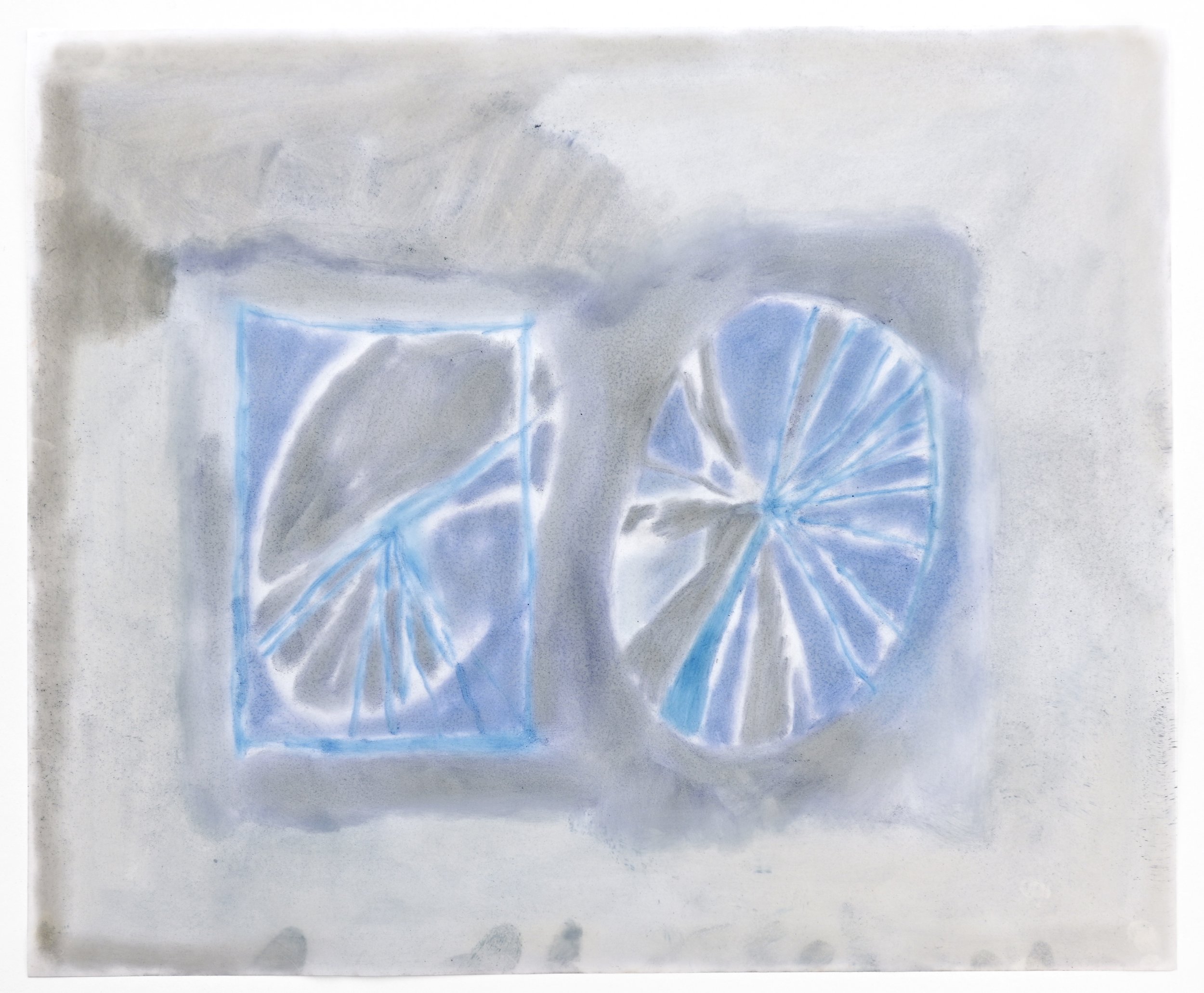   vision ( blue/gray)  , pastel on vellum, 17” x 14”, 2023  