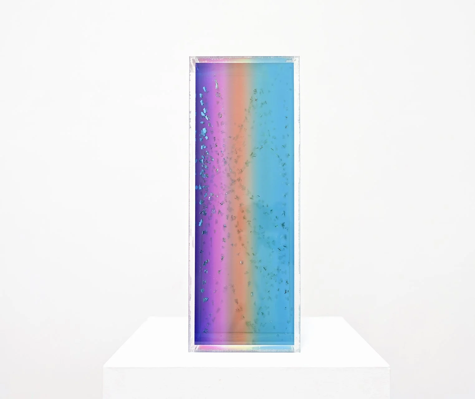   Full color Butterfly,  resin, salvaged 1970’s Mercedes windshield glass, acrylic, 17 ½ x 7 x 7 inches, 2023 