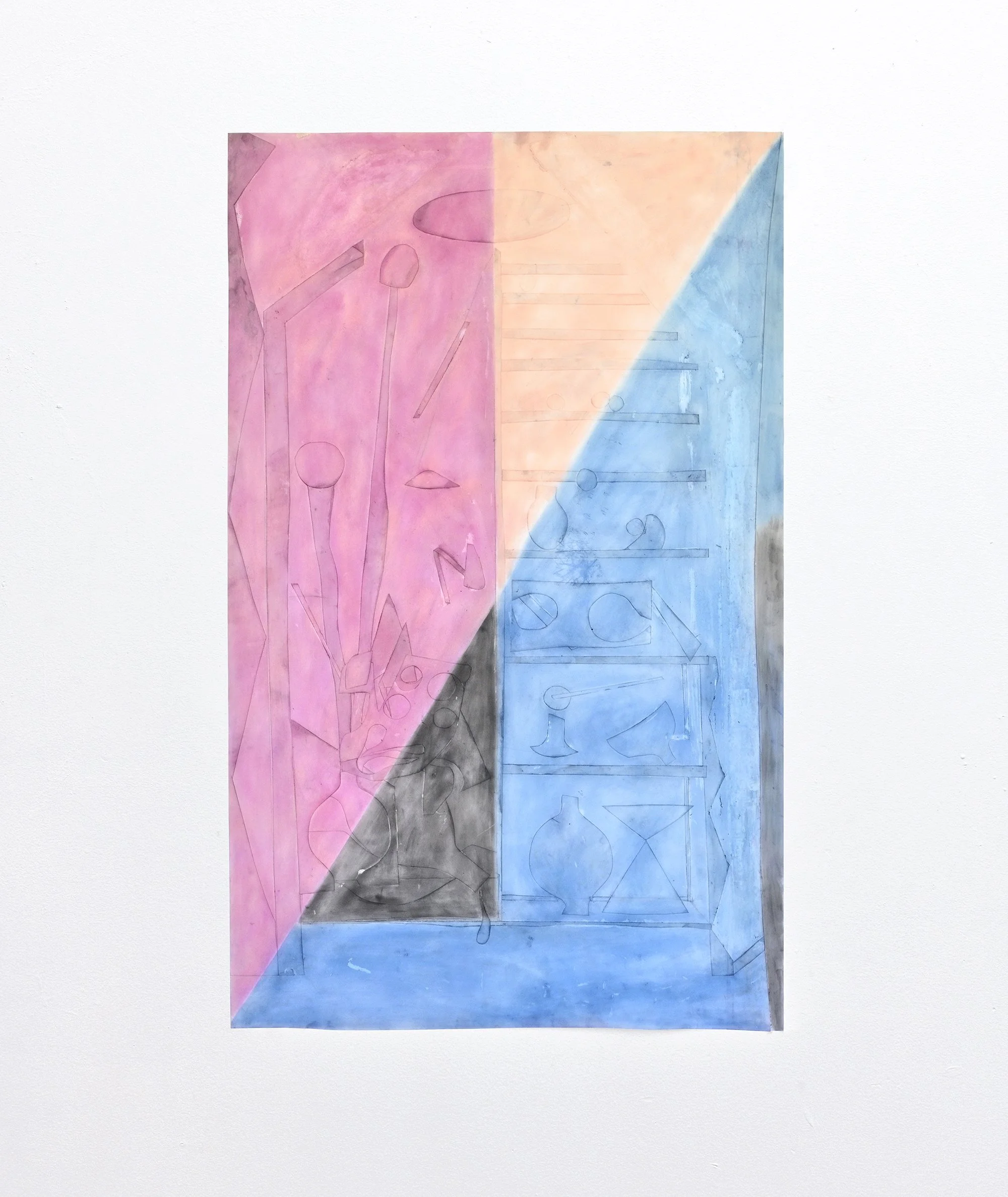   hidden blessings and good fortunes in plain sight ,  pastel, on layers of&nbsp; vellum, 30” x 18” 