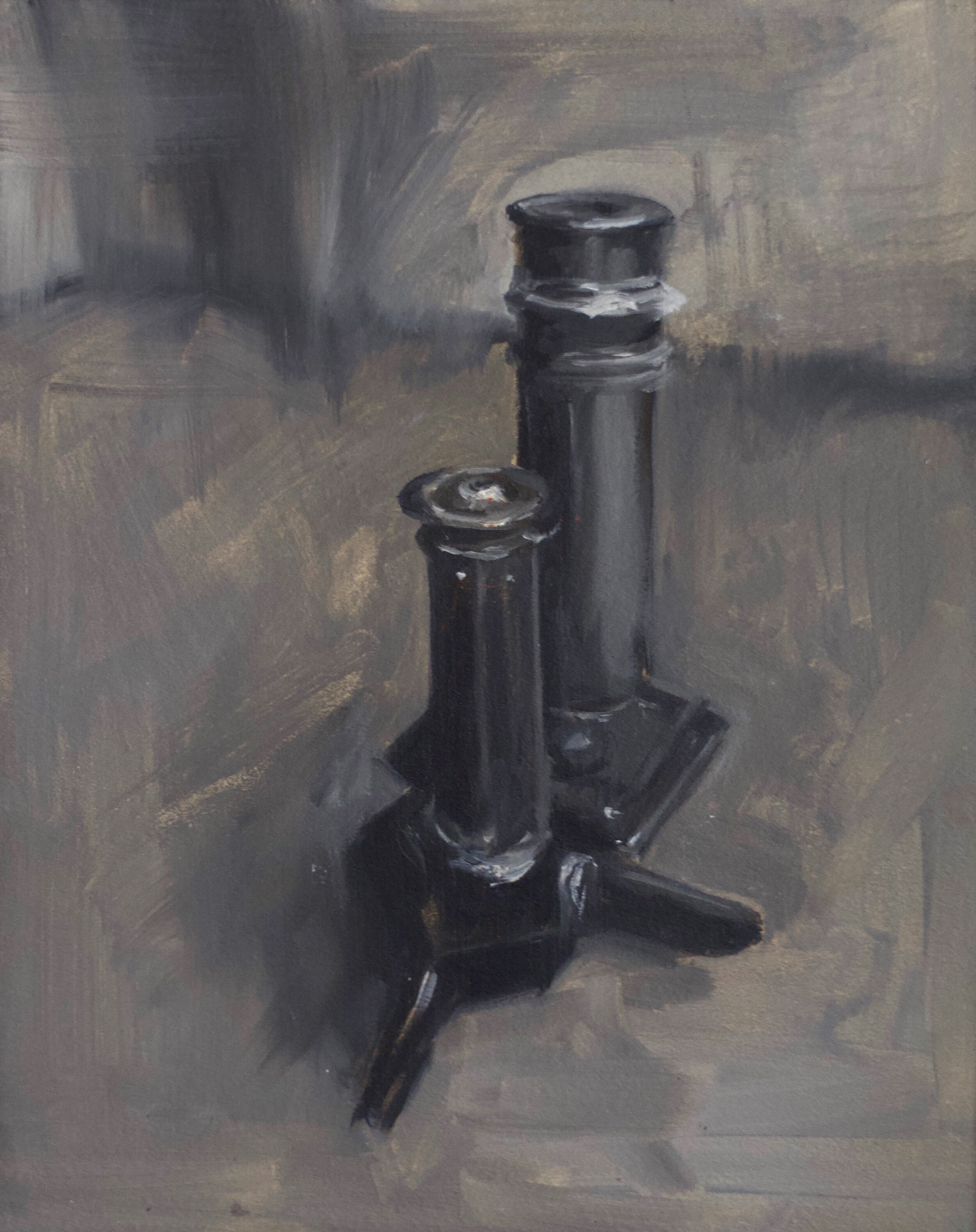 Microscope, 2019, oil on panel, 8 x 10 in / 20 x 26 cm