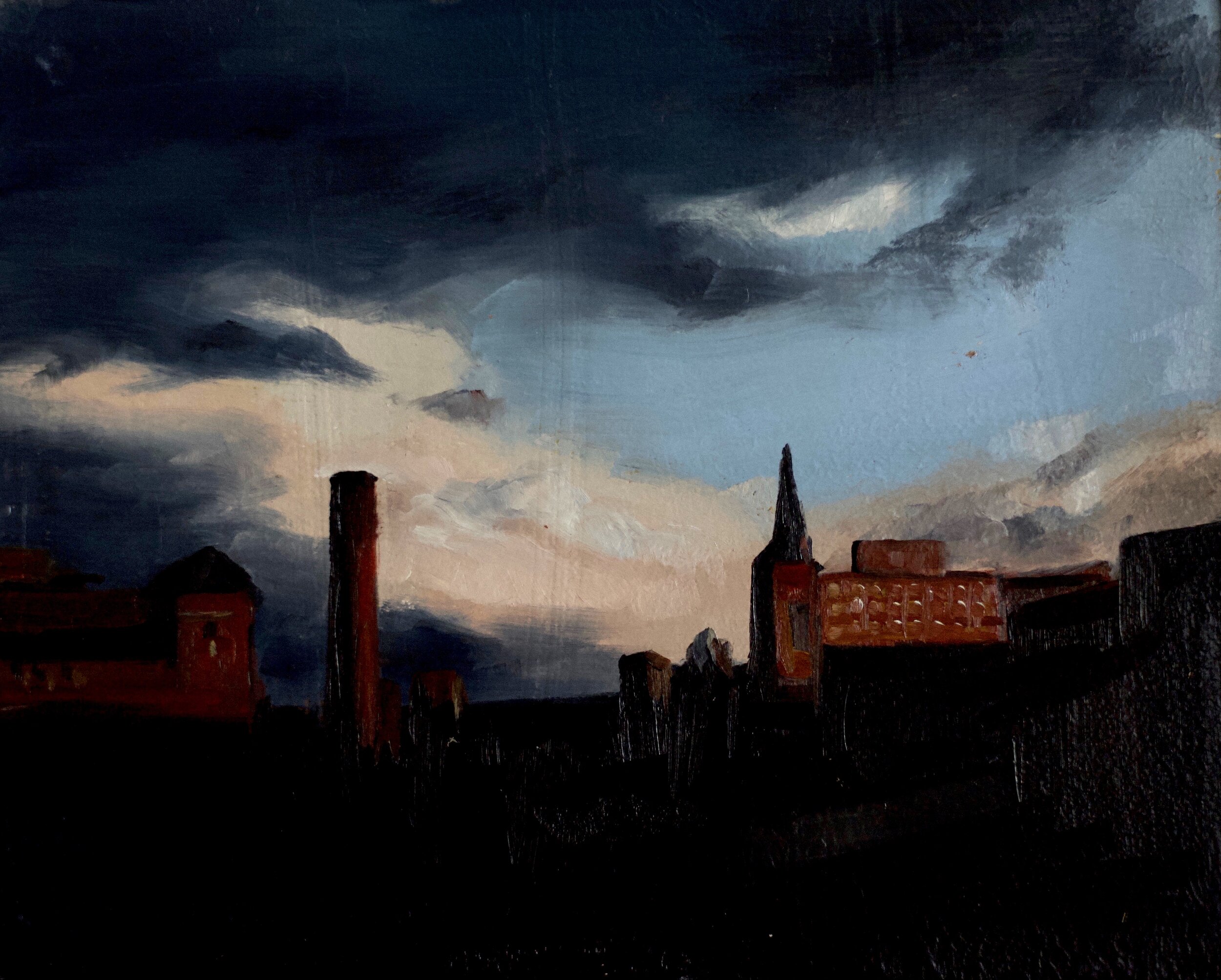 Baltimore Dusk, 2019, oil on panel, 10 x 8 in ./ 26 x 20 cm