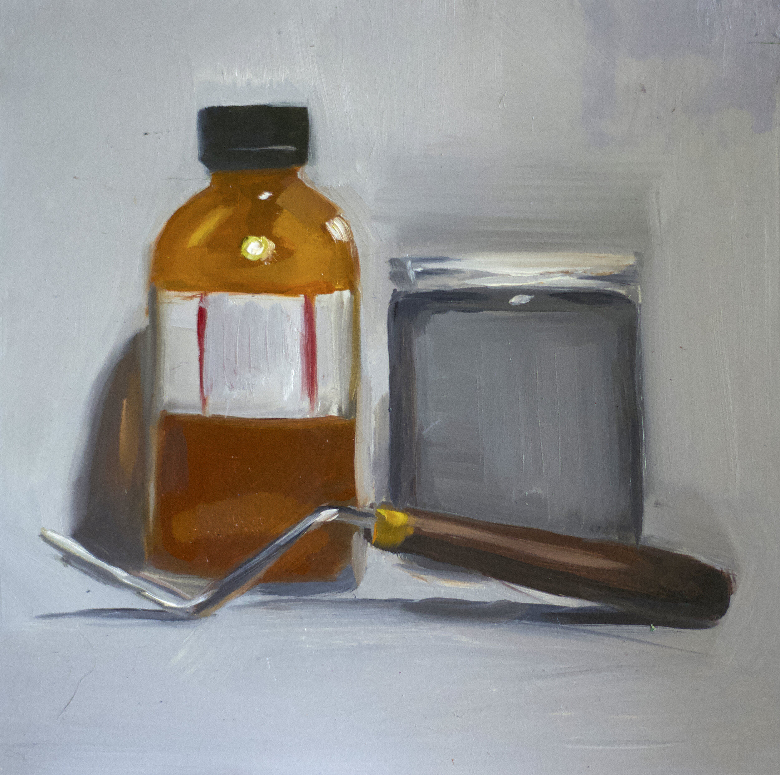 Tools, 2019, oil on panel, 12 x 12 in / 31 x 31 cm