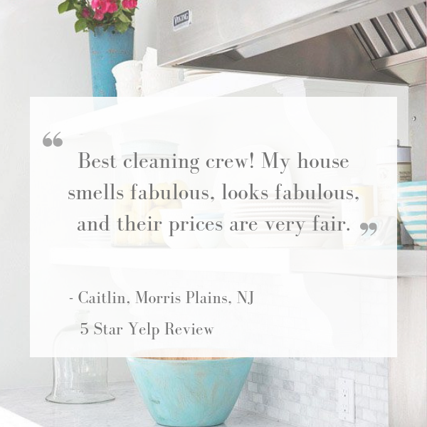 Five-star house cleaning review from a Morris Plains, NJ client after a professional home cleaning by Rosie Cleans