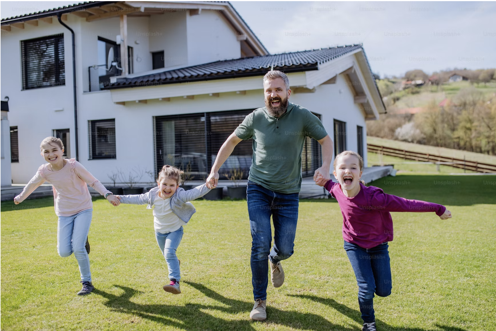 happy family after house cleaning with Rosie Cleans