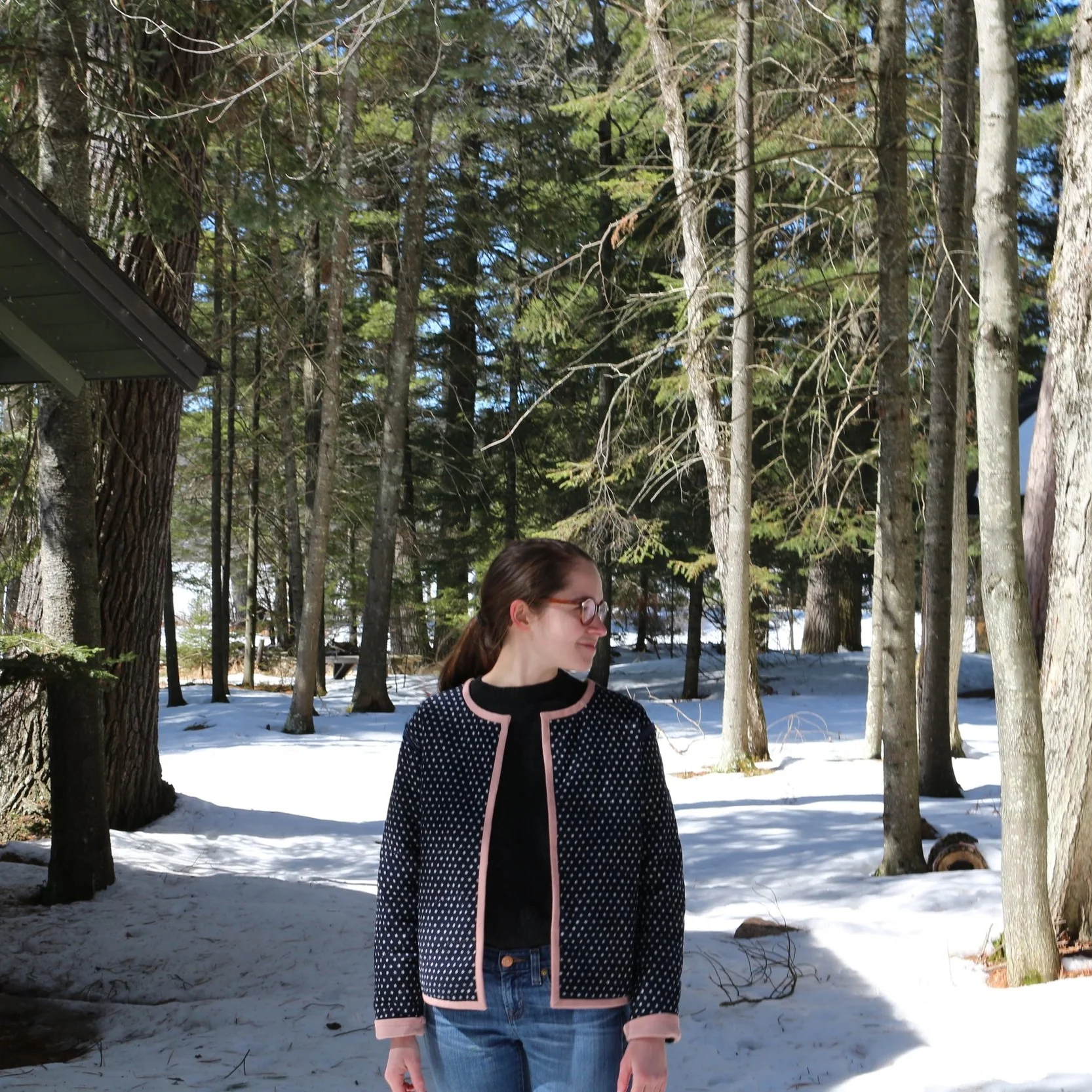  Finished tamarack jacket on the polka-dot side. It's reversible! 