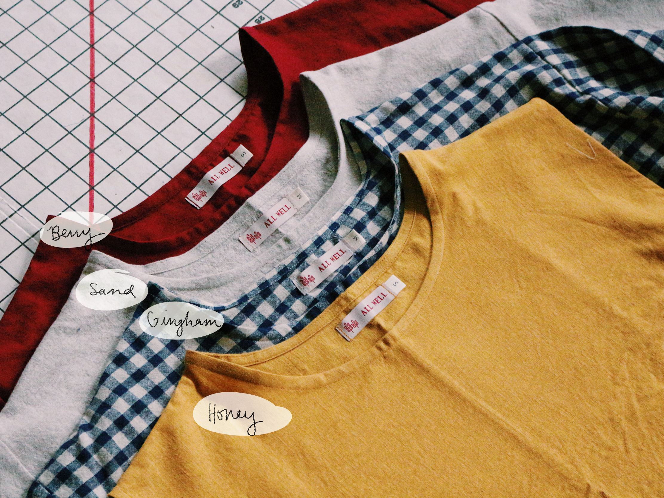  all well garments with the names of the fabric colors, 2018 