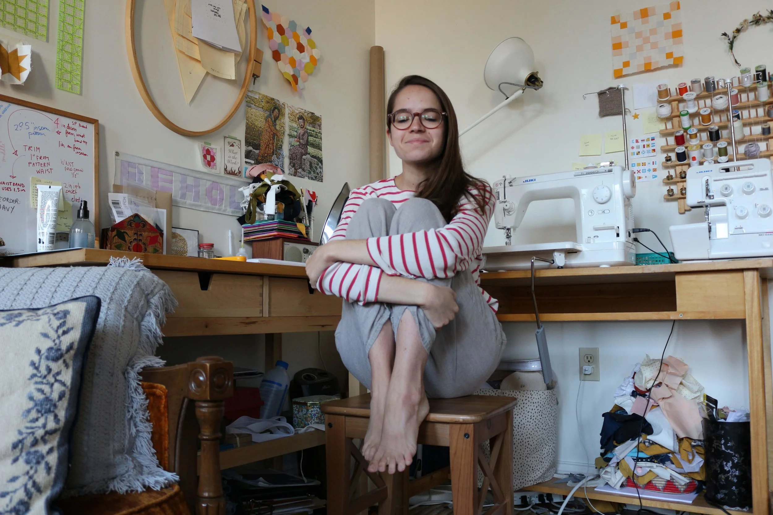  self portrait, happy in workspace, 2018 