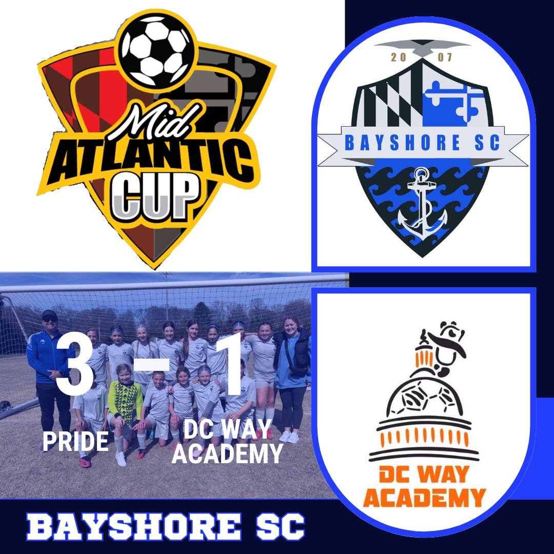 With a morning win, Bayshore Pride heads to the finals at the Mid Atlantic Cup! #BayshoreSoccerClub #BayshorePride ⚽️🌊