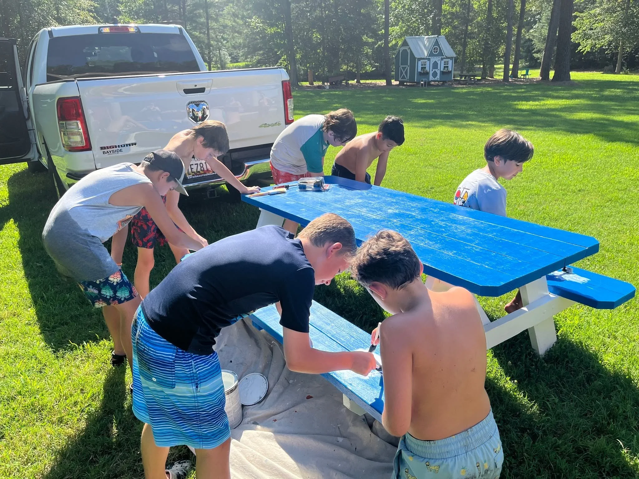 Bayshore Crew celebrated the end of their spring season with a party and painted this Bayshore SC picnic table!  They donated this to Queenstown Community Park for everyone to enjoy! #BayshoreSoccerClub #BayshoreCrew ⚽🌊