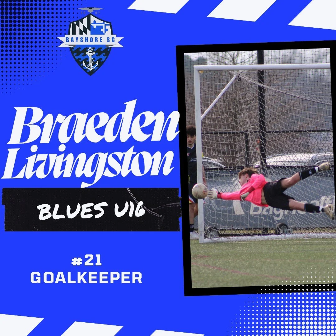 ⚽ Bayshore SC Player Profile 🌊
Braeden Livingston - Blues U16
Fifth Year

His favorite soccer memory is winning against Steel City in the Potomac championship!
He loves playing for Bayshore SC because of the competition and his teammates.

Submit yo