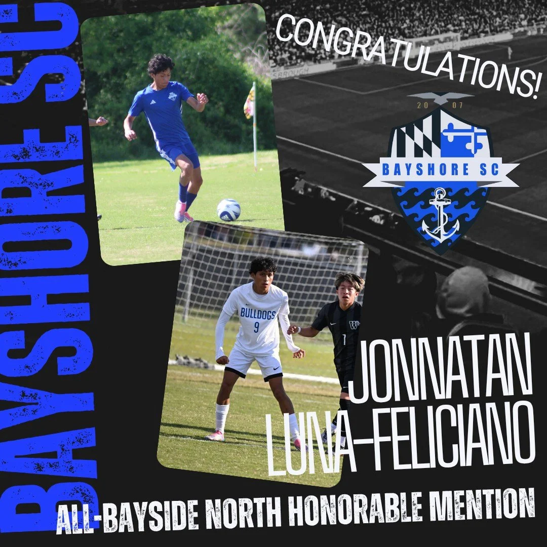 Congratulations to Bayshore Galaxy's Jonnatan Luna-Feliciano for being named to the All-Bayside North Team as an honorable mention!  Jonnatan was a senior starter on the North Caroline High School varsity soccer team, and he helped lead the team to t