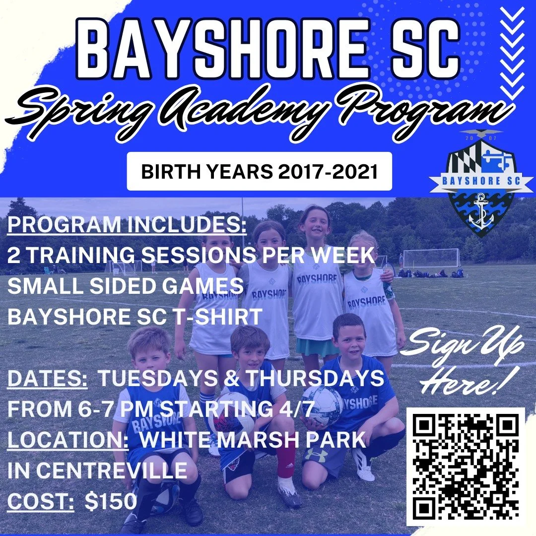 ⚽ Registration is now open for our Spring Academy program! 🌊 

Academy is for athletes 2017-2021 and is open to all levels of soccer skills!

⚽ Small-sided games (3v3, 4v4, 5v5)
⚽ Emphasis on dribbling, passing, shooting, and movement
⚽ No standings