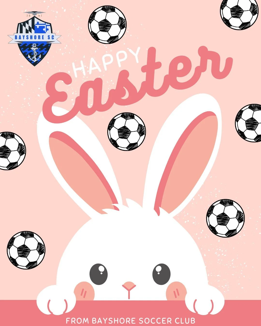 Happy Easter from Bayshore Soccer Club! ⚽🌊

Some-bunny told me that fall try out dates will be announced soon!  Don't miss out on your chance - register at https://forms.gle/LqzLXVwHqxtapp5E7