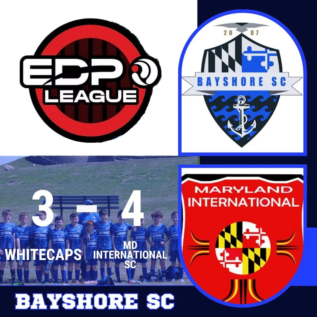 Bayshore Whitecaps headed to Maryland International SC for an early season, top seeded showdown!  Field conditions were rough; nevertheless, both teams were giving it maximum effort.  Bayshore started slow, giving up the first goal, but were quick to