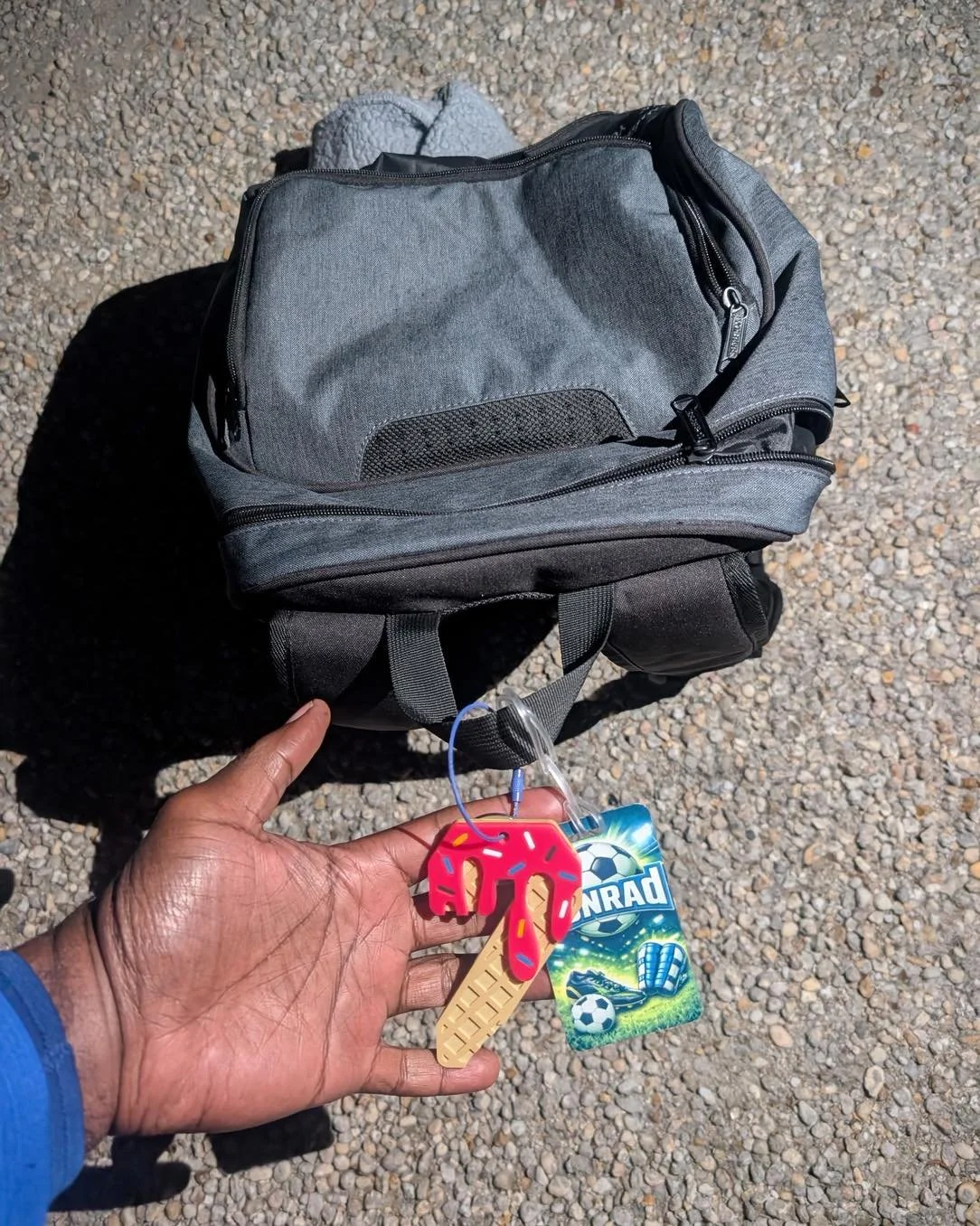 A gray backpack with a Conrad tag, blue cleats, and a youth grey wool jacket was left at the field last night!  Message us if it&rsquo;s yours so we can return it!