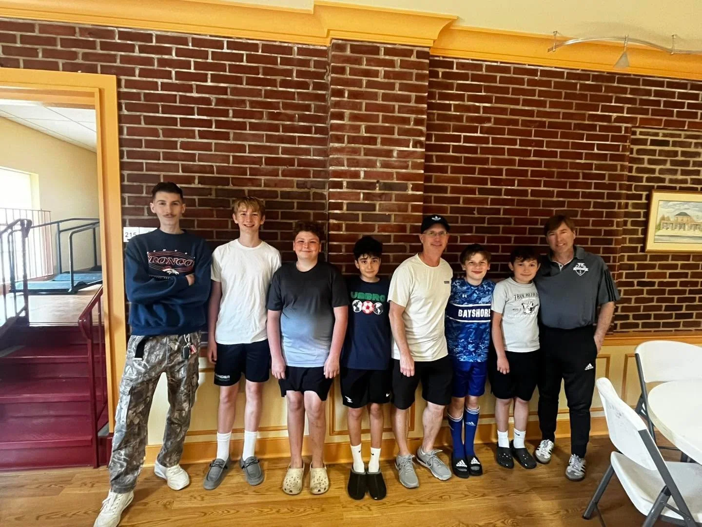 Bayshore Crew coaches Lin Outten and Lucas Sloan joined Crew players to support Goodwill Fire Company at a breakfast fundraiser! #BayshoreCrew ⚽️🌊