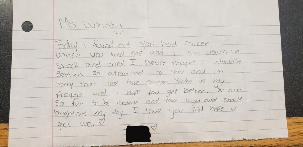 From a sweet student of mine.