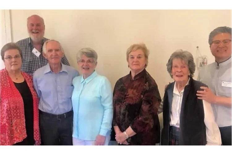 From left: Wendy Perkins, Darryl Dyson, Ron and Phyllis Williamson, Dianne Dyson, Margaret Bennett and Revd. Paul Goh. 13 January 2019.