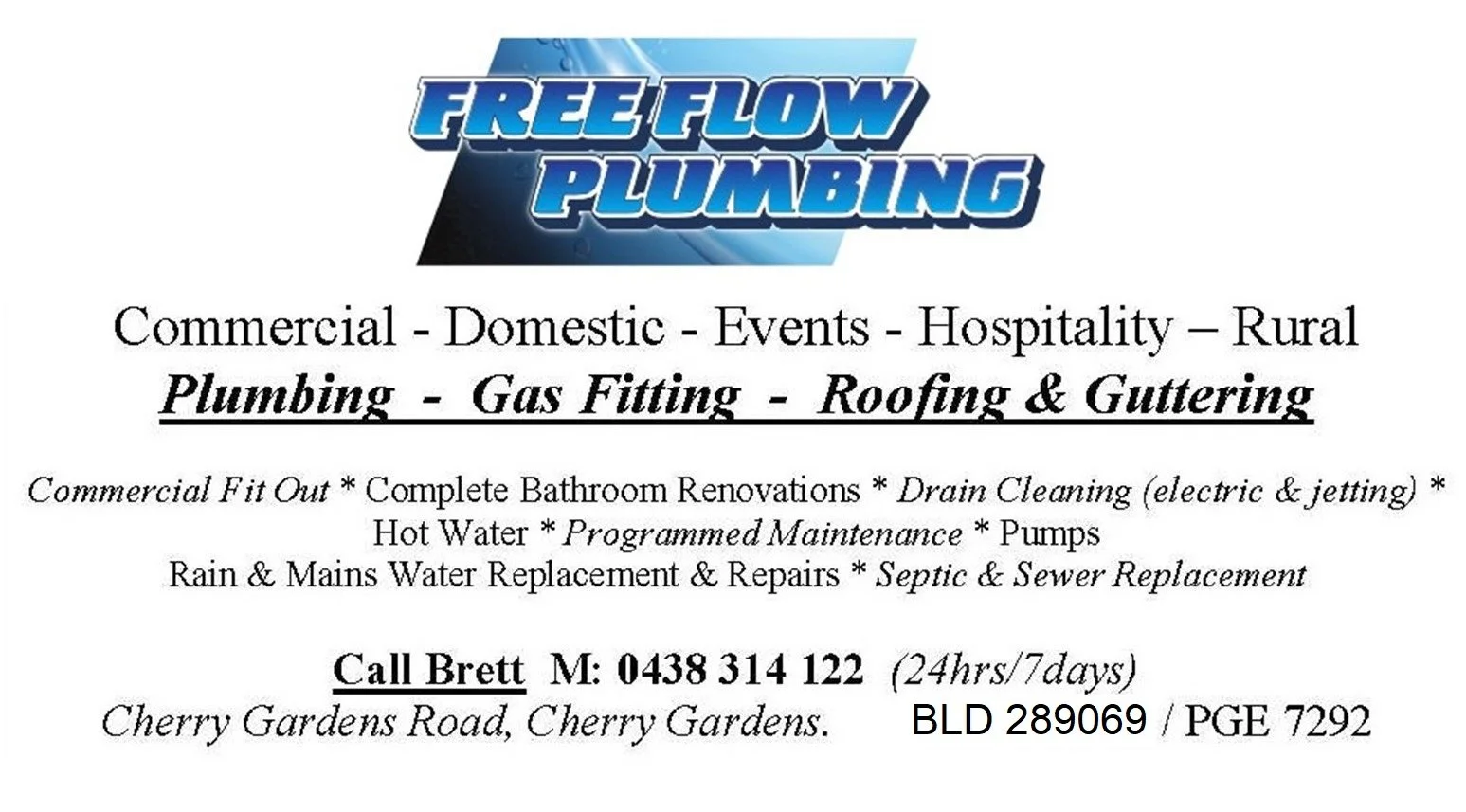 Freeflow Plumbing - gas fitting - roofing and guttering - Cherry Gardens