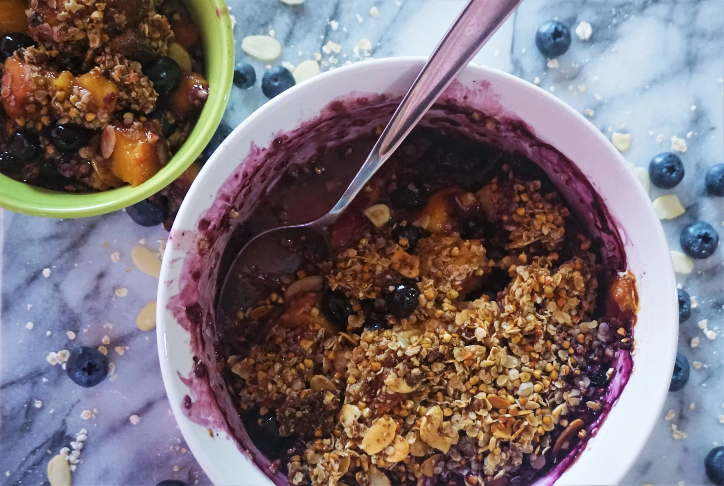Blueberry &amp; Peach Crumble with Toasted Buckwheat
