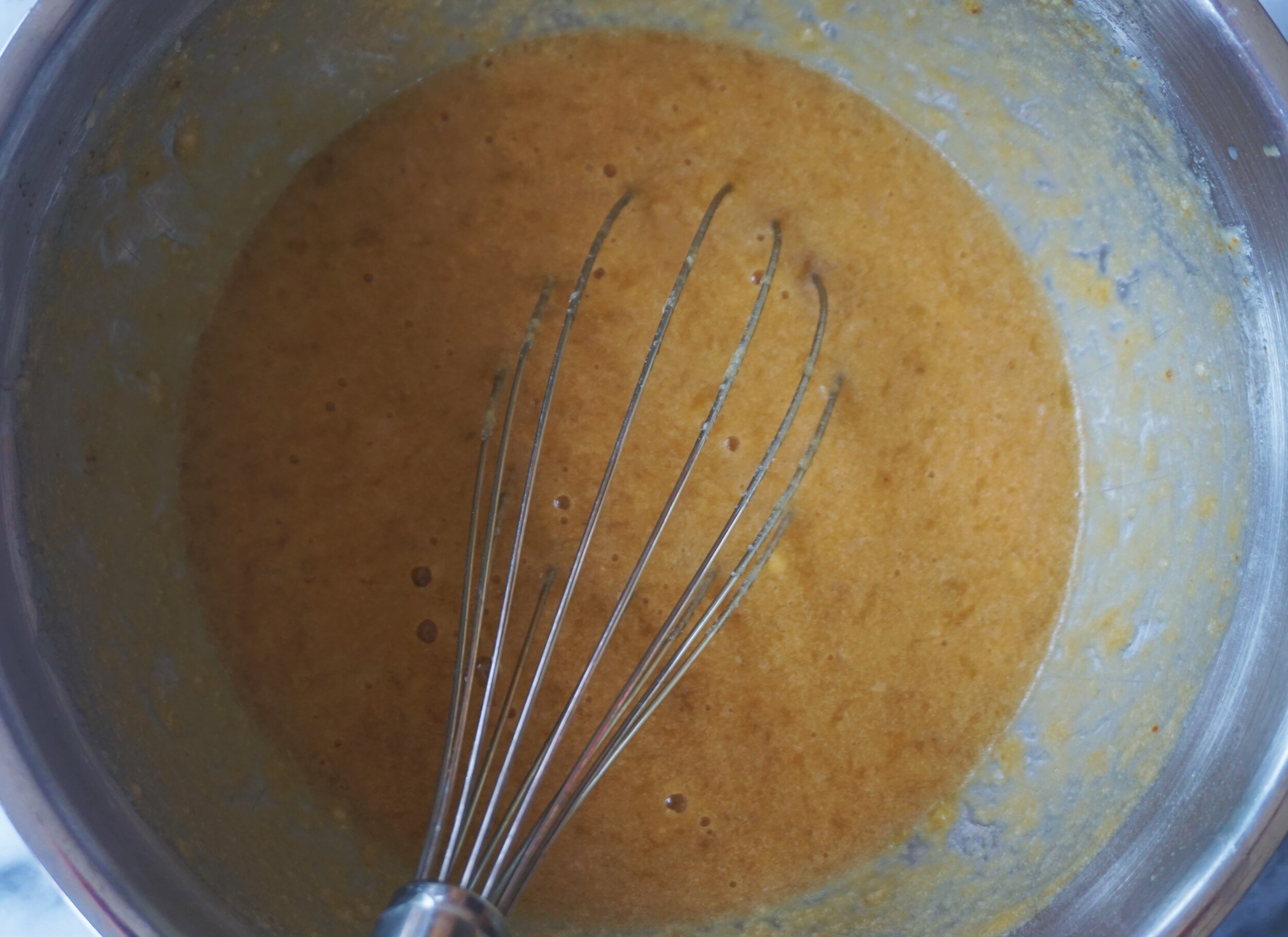 All liquid ingredients whisked until frothy