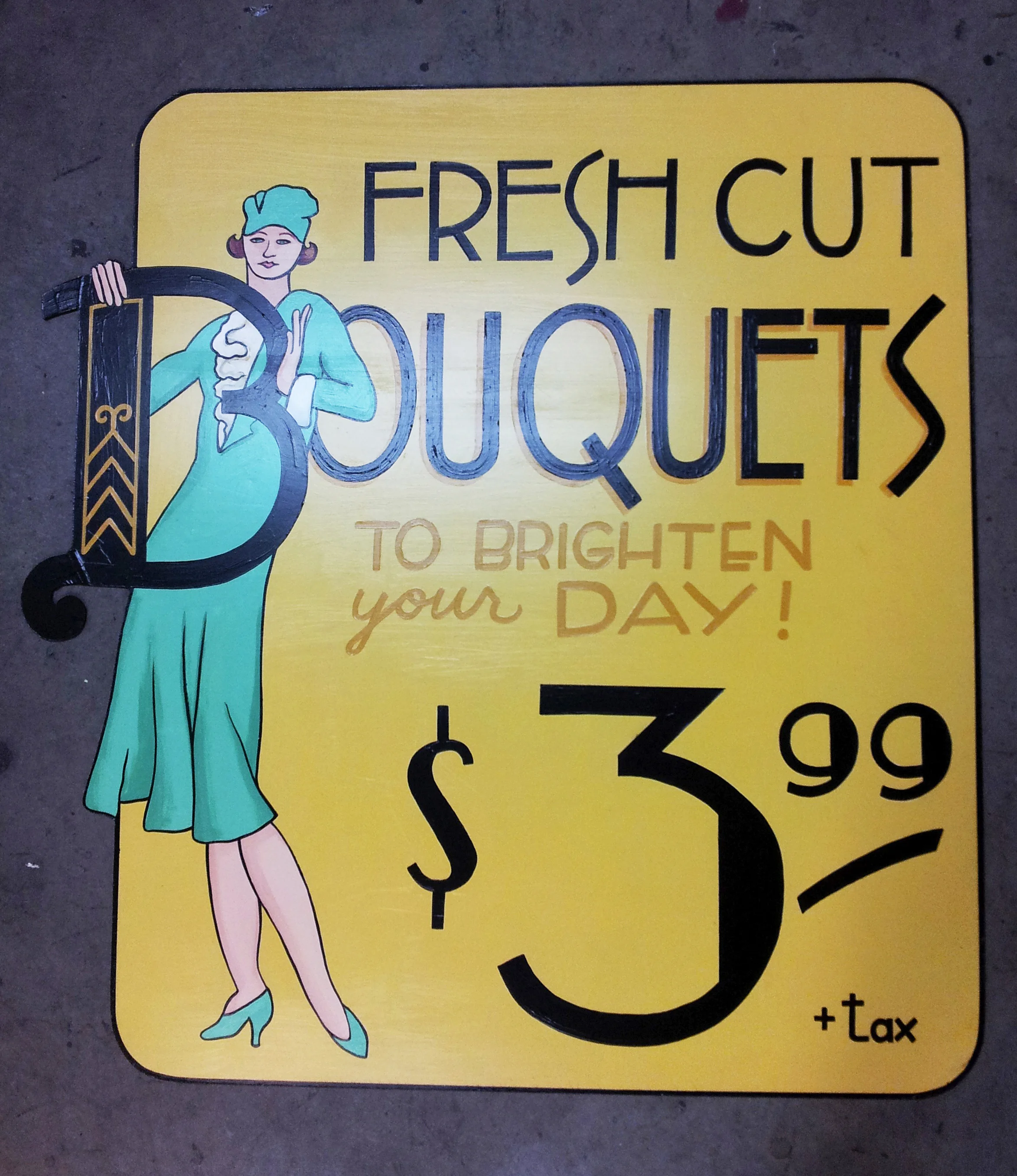 Hand painted bouquet sign for West LA TJ's