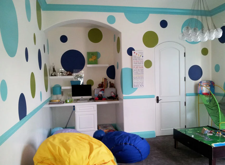 Polka Dot Playroom Mural in Brentwood, CA