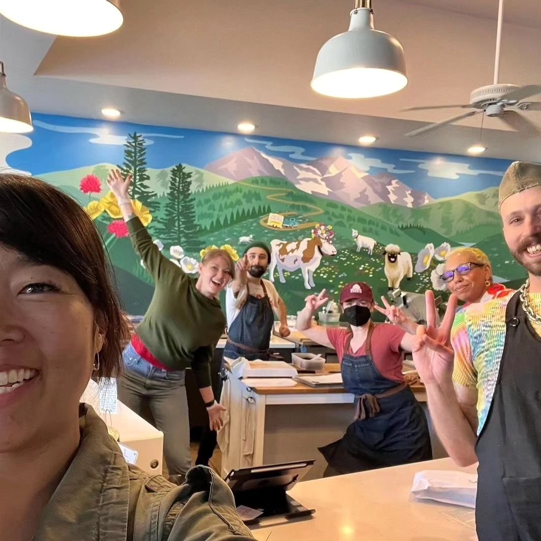 The hills are alive 🎶 with the cheese at Milkfarm 🎶 Ahhh ah ah ahhhhh 🎶 

I had the pleasure of designing &amp; painting a mural for Eagle Rock's beloved cheese shop @milkfarmla to commemorate their 10 year anniversary!! Leah is an amazing client 
