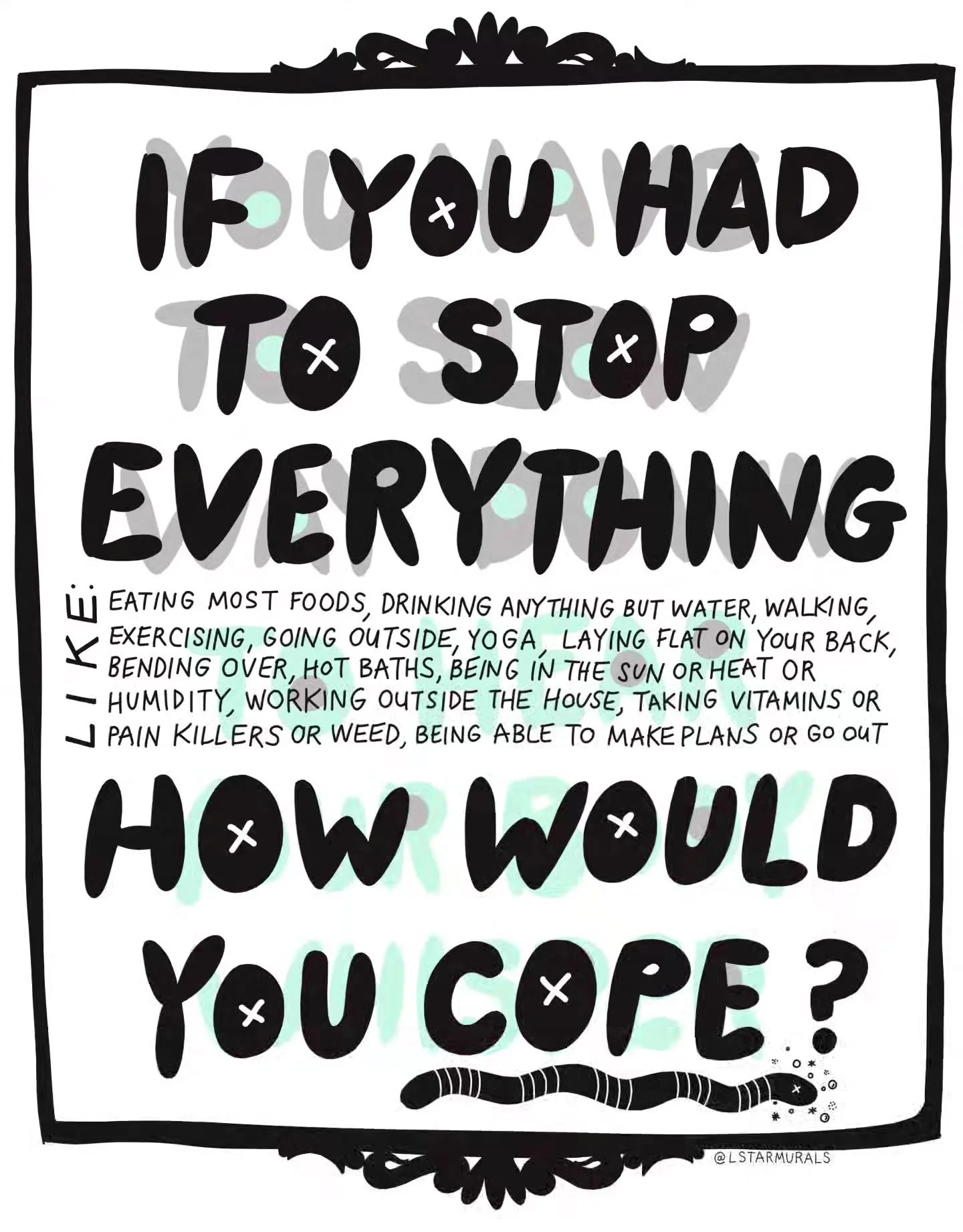 🚨Vulnerability alert🚨 an illustrated life update 

[TLDR: I'm going thru a prolonged illness right now. I'm still taking on mural &amp; design jobs as I wade through the healing process and I've got a great team of artists that are helping me fabri