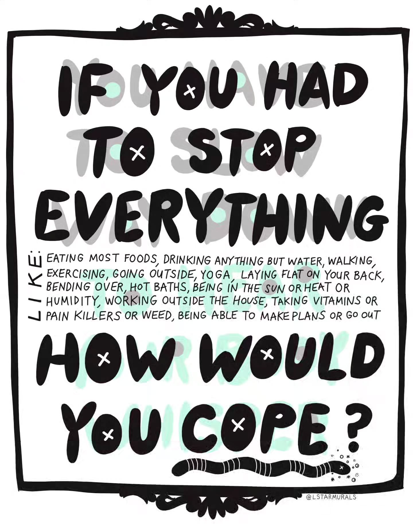 🚨Vulnerability alert🚨 an illustrated life update 

[TLDR: I'm going thru a prolonged illness right now. I'm still taking on mural &amp; design jobs as I wade through the healing process and I've got a great team of artists that are helping me fabri