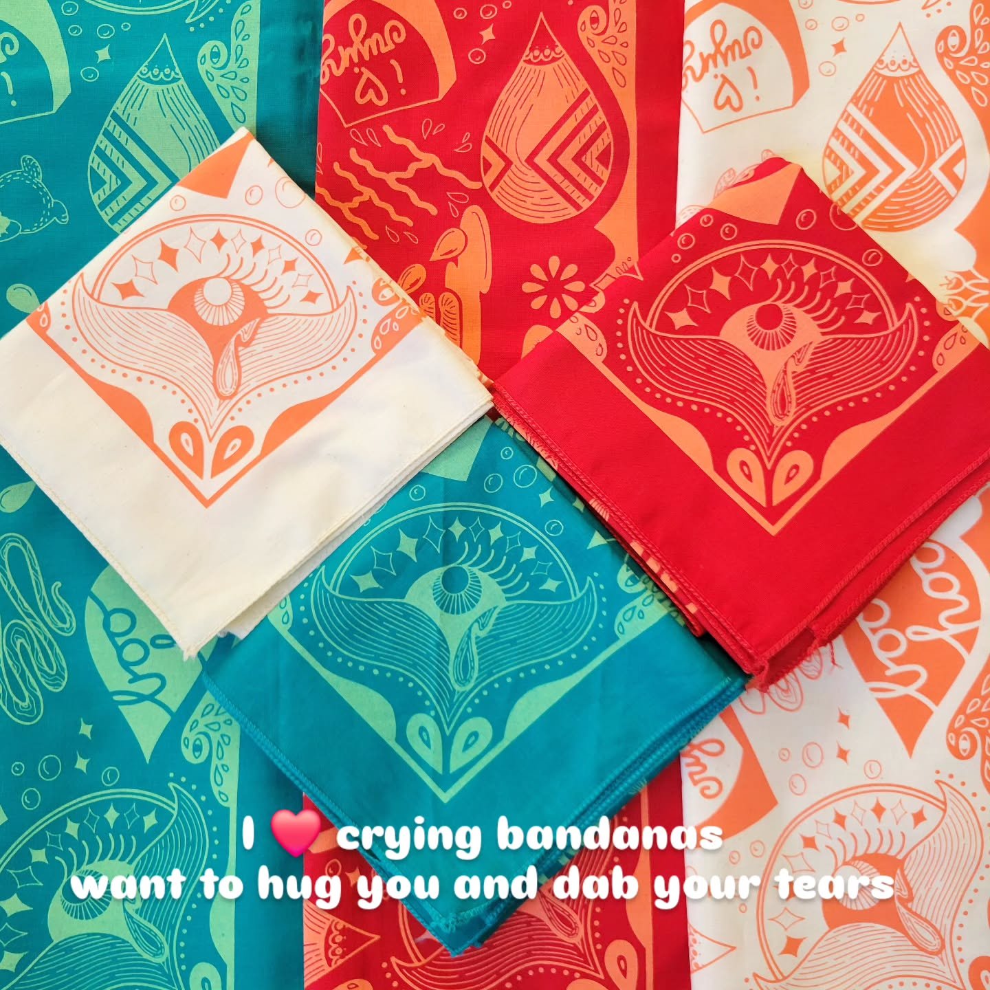 Honor your seasonal denial by shopping on Instagram from your ✨️friends✨️ instead of the warhawkin' overlords 🎄🎄🎄

I ❤️ CRYING bandanas make a nice gift for the tender hearted humans in your life, including yourself.  Sneak it into your own stocki