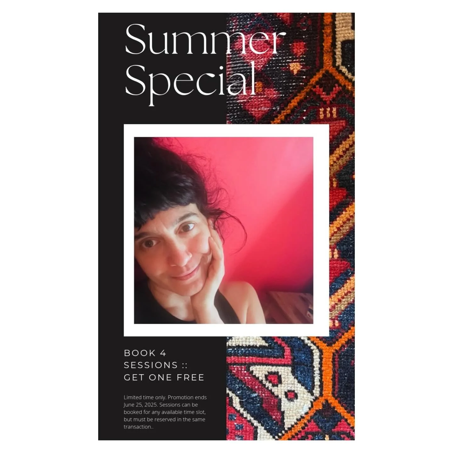 My summer special is live!
.
Book 4 sessions - in one transaction - get a fifth session (Swedish massage with or without cupping) for free.
.
You can book them for the frequency that works for your schedule - once a week, once every two weeks, once a