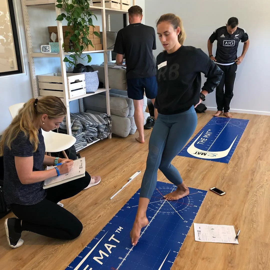 Jacqui going through the SEBT on the MAT