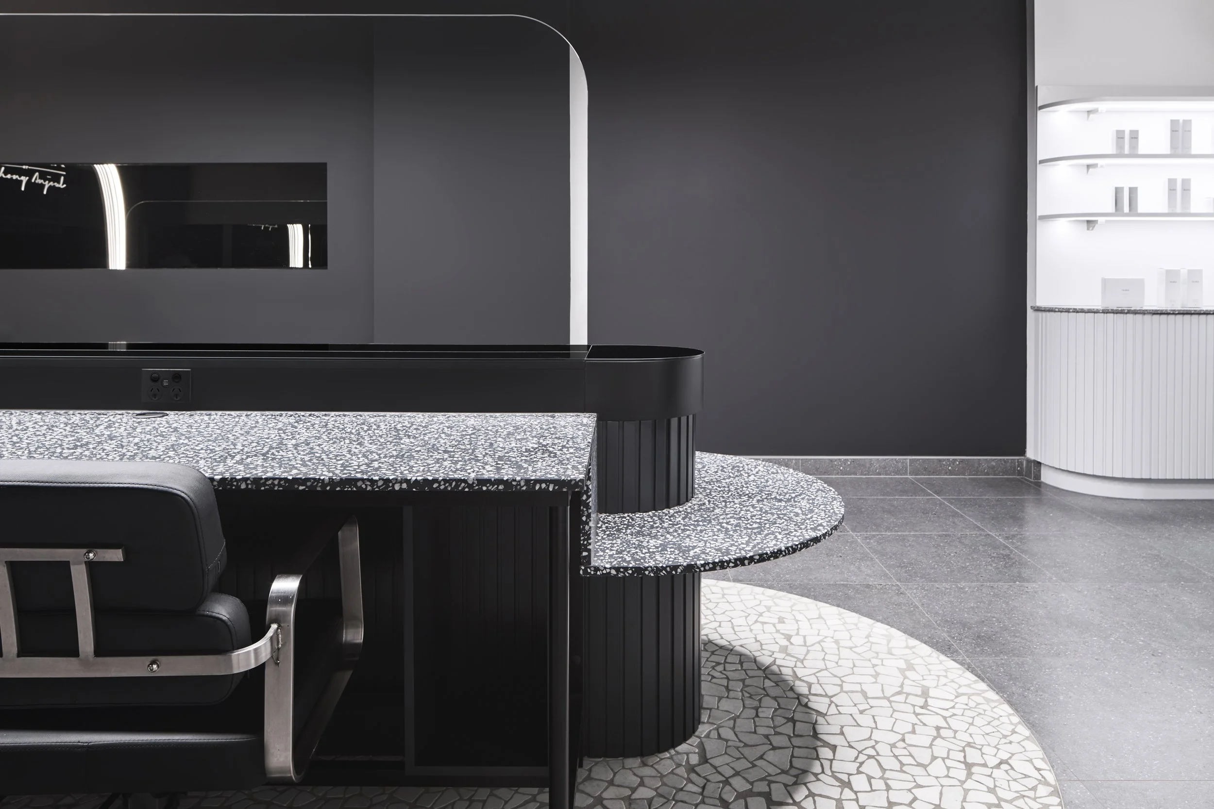 Client Counter & Reception Area Perspective for Cheveux by Anthony Anjoul – Commercial Interior Design Sydney