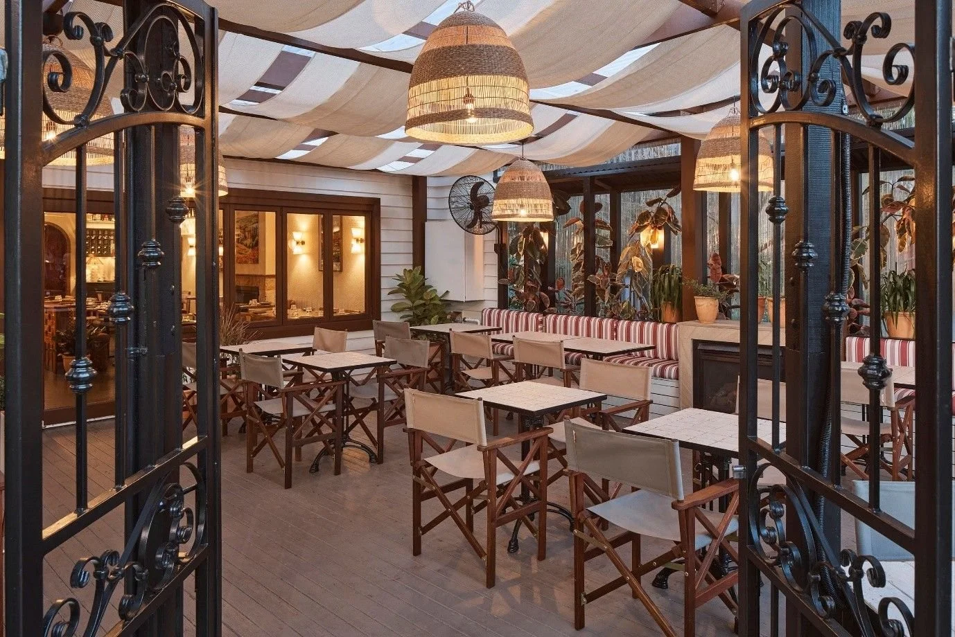 Cafe interior design with elegant alfresco seating and ambient lighting by Al & Co Haus of Design in Sydney