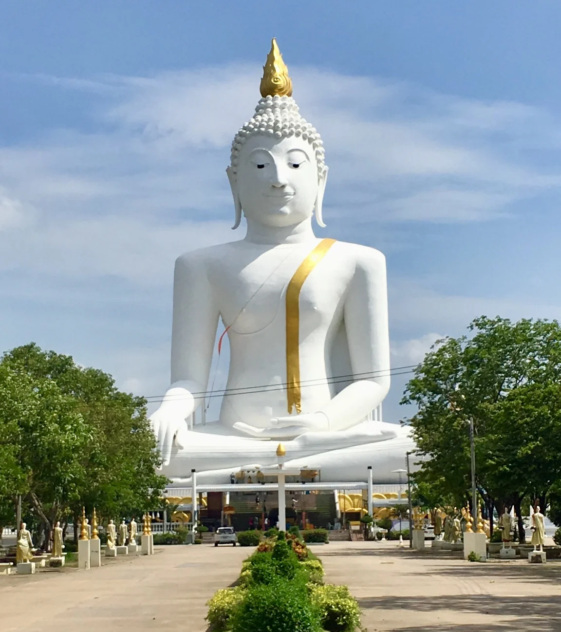 It’s not all scary at the massive Wat Phai Rong Wua temple complex, there’s an area focusing on “heaven”, too, as well as this huge white Buddha image overlooking the entire place