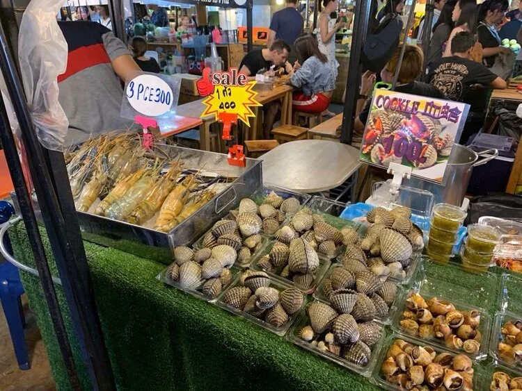 Seafood grill on charcoal