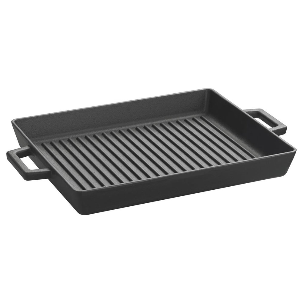 Lava Enamelled Cast Iron Griddle/Grill, integral metal handles. Dimension 26x32cm. lavacookware.co.uk