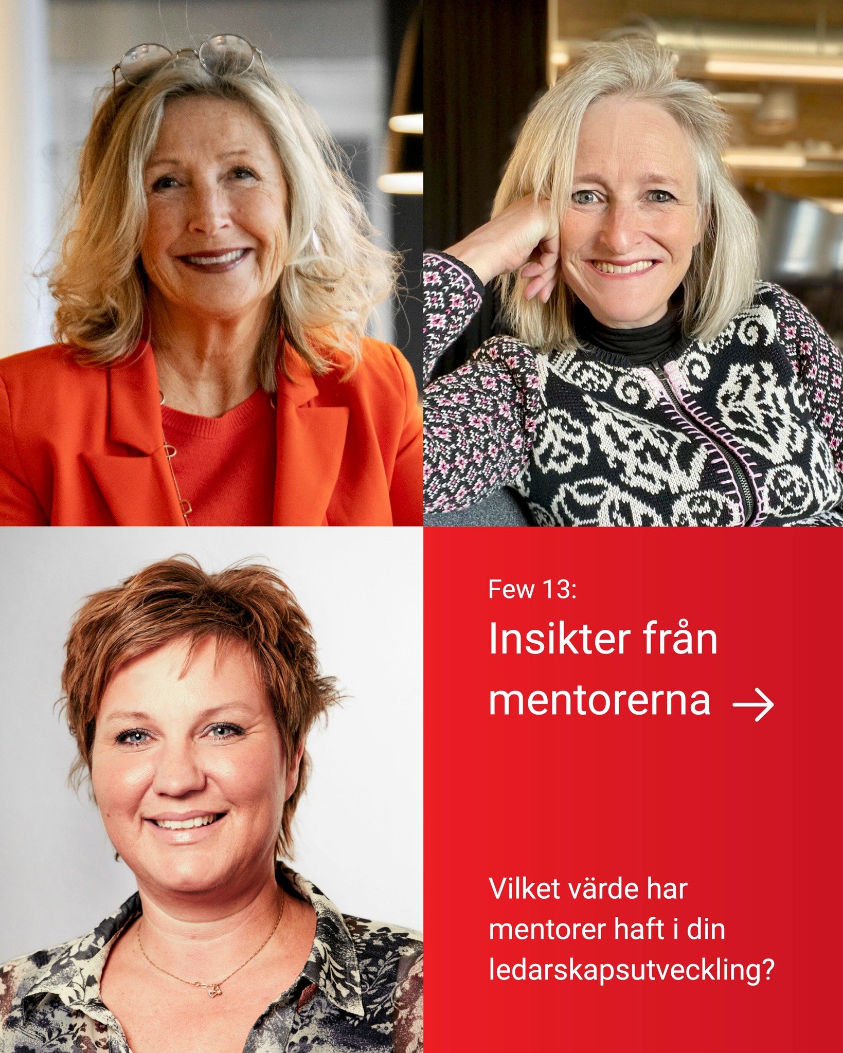 Vi forts&auml;tter att lyfta v&aring;ra mentorer i Few 13 &ndash; och idag m&ouml;ter vi Emma Pihl, Ebba F&aring;hraeus och Chantal Jonkergouw!

De &auml;r tre engagerade och skarpa ledare med olika bakgrunder, som med nyfikenhet och n&auml;rvaro bid