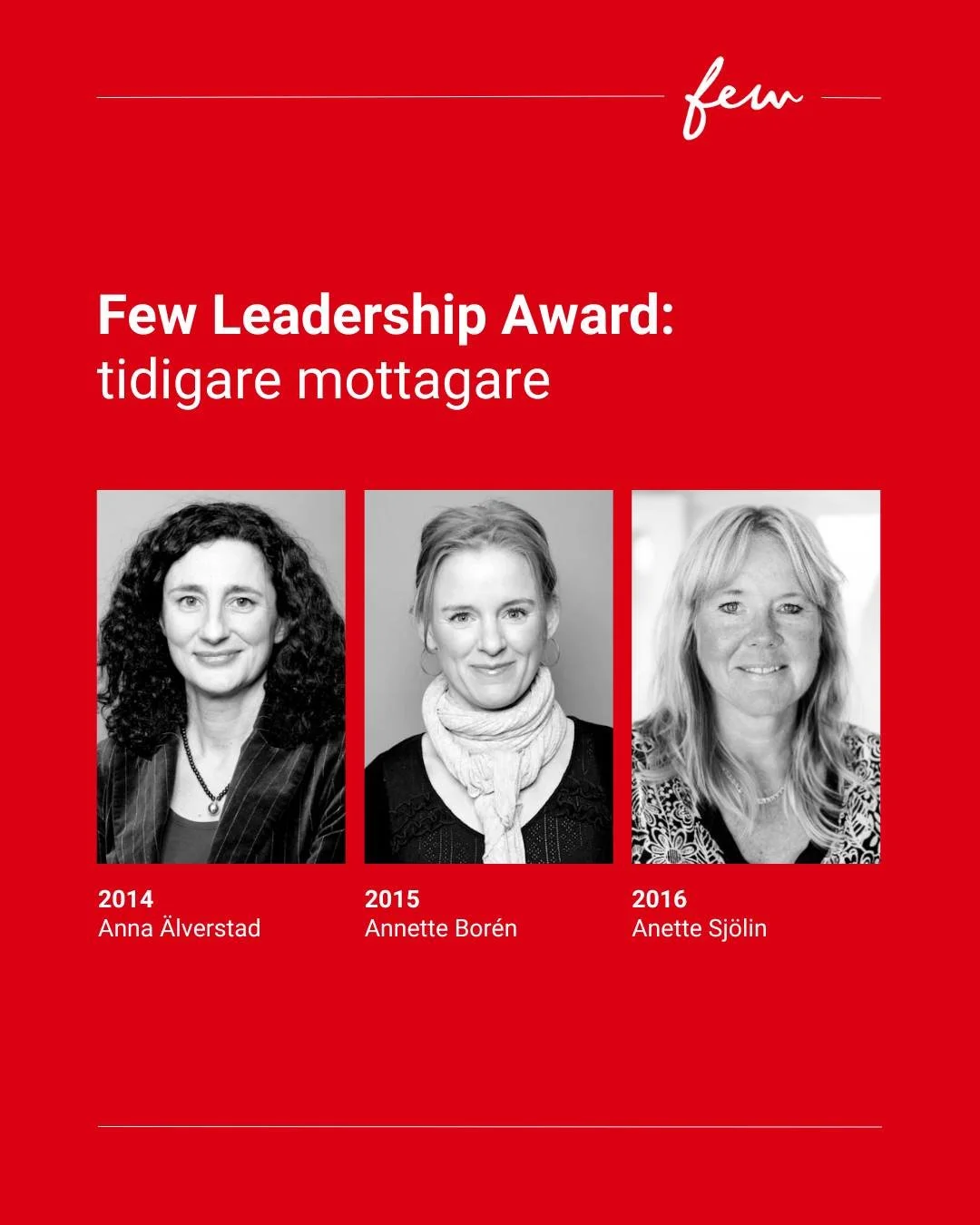 Nomineringen till Few Leadership Award 2026 &auml;r &ouml;ppen. 📕

En hedersutm&auml;rkelse som inte handlar om en enskild prestation, utan om ett ledarskap som h&aring;ller &ouml;ver tid. Som b&auml;r b&aring;de sig sj&auml;lv och andra. Och som p&