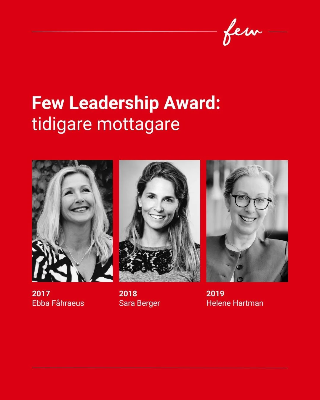 Vi &ouml;ppnade nyligen nomineringen till Few Leadership Award 2026. 📕

Genom &aring;ren har vi haft f&ouml;rm&aring;nen att genom v&aring;r hedersutm&auml;rkelse uppm&auml;rksamma ledare som p&aring; olika s&auml;tt f&ouml;rkroppsligar det vi tror 