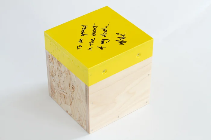 TBOITEOMD Timber offcuts, screws, paint; contents hidden; 2011