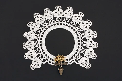 The Call to Serve Crochet cotton, silver, gold, lead bullet; 2007