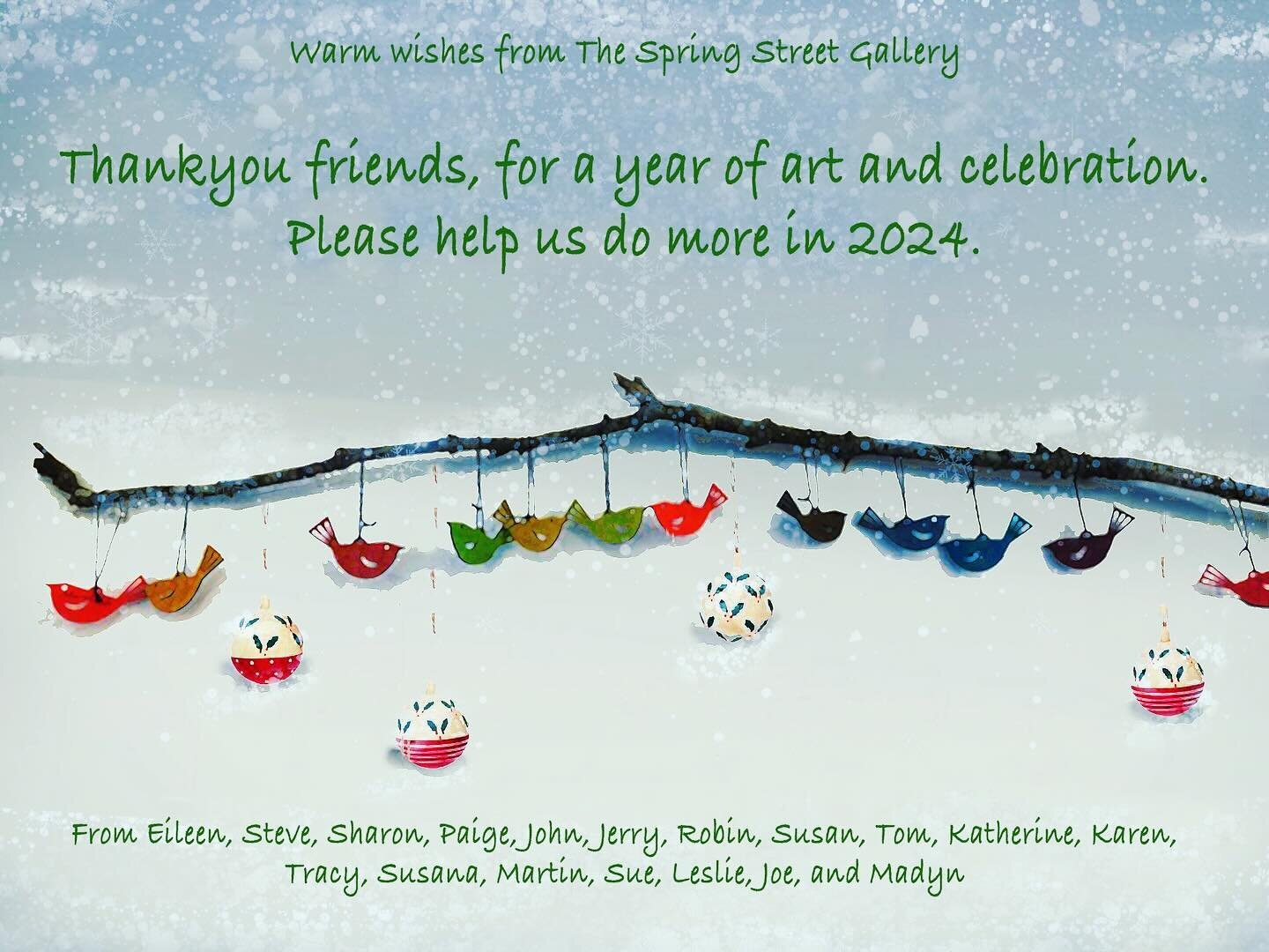 Become a Friend of Spring Street Gallery

Happy Holiday Greetings to all --

The Spring Street Gallery enjoyed a wonderful year in 2023. We continued to offer regular gatherings to celebrate our island and our art. We also welcomed new members, hoste