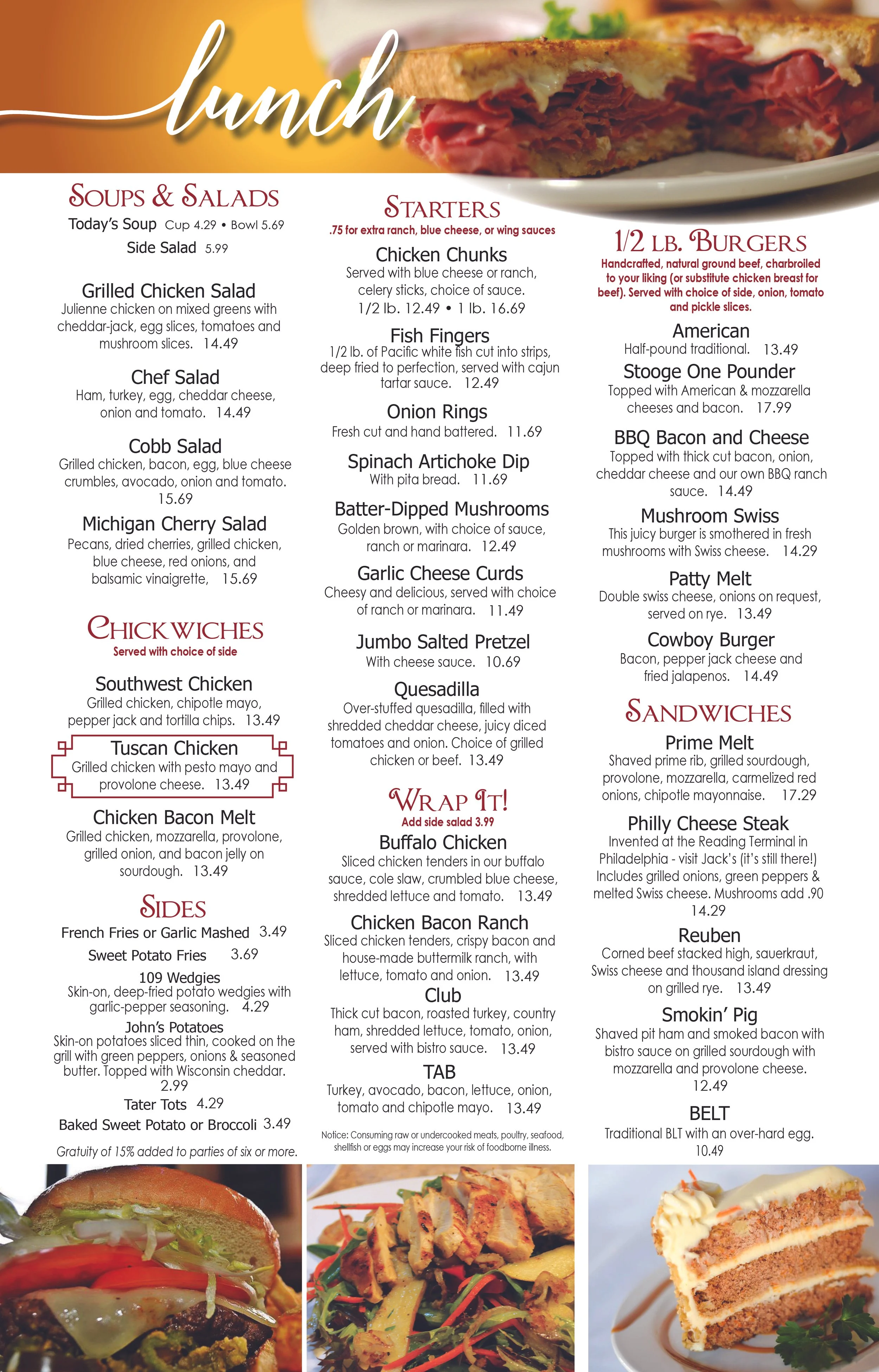 Lunch Menu — Delta 109 Tavern and Eatery